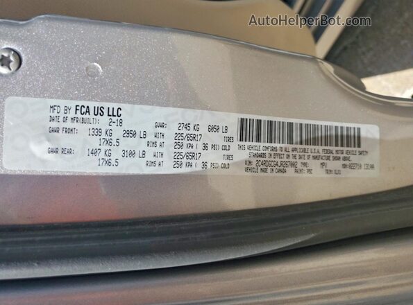 2C4RDGCG4JR267002 2018 DODGE GRAND Silver Вид наклейки з VIN-кодом