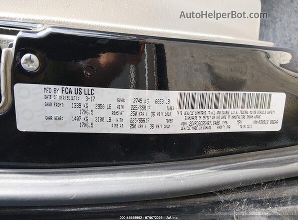 2C4RDGCG5HR716486 2017 DODGE GRAND CARAVAN Black Շարժիչի բաժամունքի տեսք