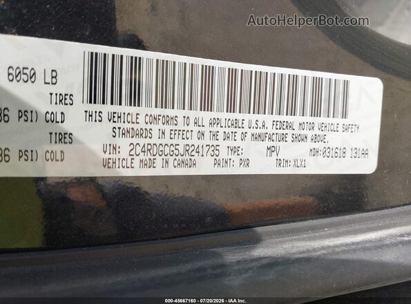 2C4RDGCG5JR241735 2018 DODGE GRAND CARAVAN Gray ძრავის განყოფილების ხედი