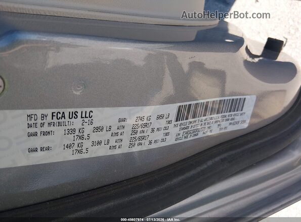 2C4RDGCG6GR327533 2016 DODGE GRAND CARAVAN Серебряный Вид подкапотного пространства
