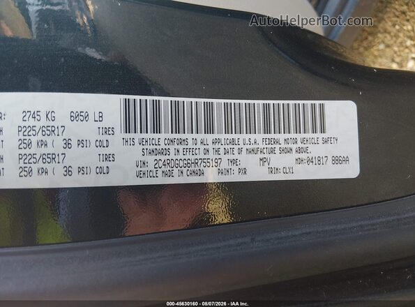 2C4RDGCG6HR755197 2017 DODGE GRAND CARAVAN Black Vista del compartimento del motor
