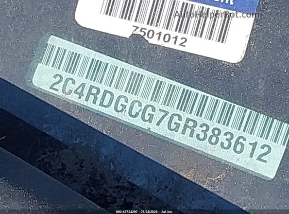 2C4RDGCG7GR383612 2016 DODGE GRAND CARAVAN White Vista del salpicadero