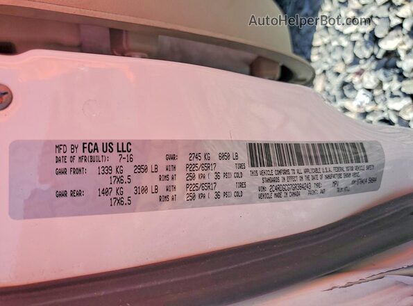 2C4RDGCG7GR384243 2016 DODGE GRAND White VIN კოდის სტიკერის ხედი