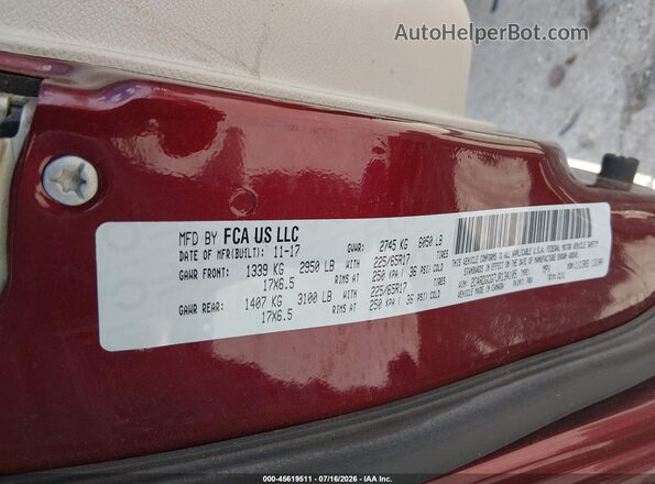 2C4RDGCG7JR134105 2018 DODGE GRAND CARAVAN Red Շարժիչի բաժամունքի տեսք