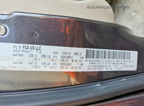 2C4RDGCG8GR388138 2016 DODGE GRAND Charcoal VIN կոդի պիտակի տեսք