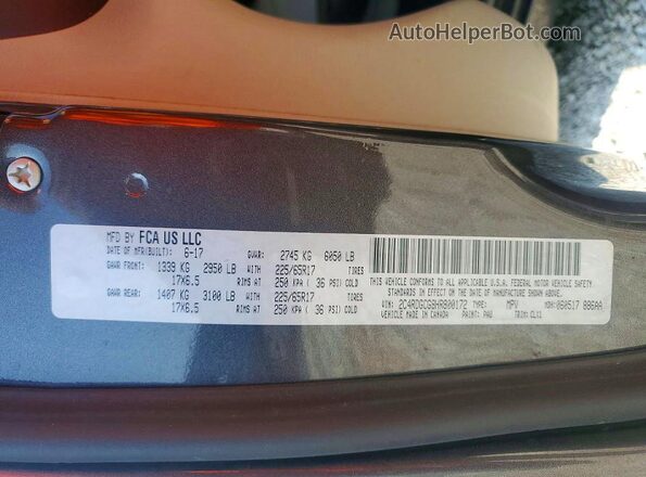 2C4RDGCG8HR800172 2017 DODGE GRAND Gray Widok naklejki z numerem VIN
