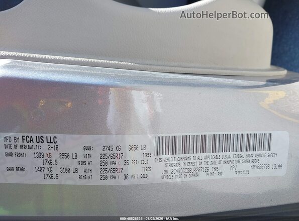 2C4RDGCG8JR207126 2018 DODGE GRAND CARAVAN Silver Շարժիչի բաժամունքի տեսք