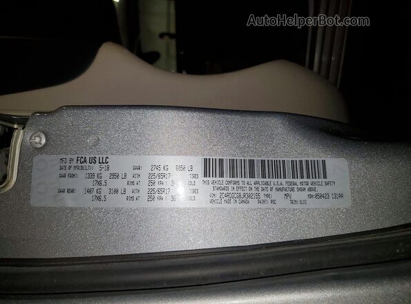 2C4RDGCG8JR302155 2018 DODGE GRAND Silver Widok naklejki z numerem VIN