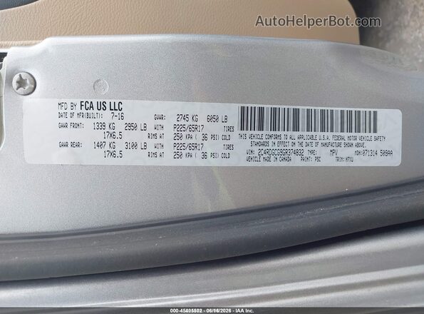 2C4RDGCG9GR374832 2016 DODGE GRAND CARAVAN Silver Вид підкапотного простору