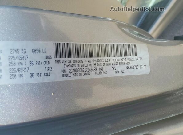 2C4RDGCG9JR240488 2018 DODGE GRAND Silver Vista de la etiqueta del VIN