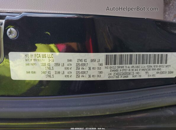 2C4RDGCGXGR330113 2016 DODGE GRAND CARAVAN Blue Widok komory silnika