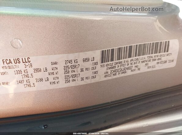 2C4RDGCGXJR240337 2018 DODGE GRAND CARAVAN Серебряный Вид подкапотного пространства