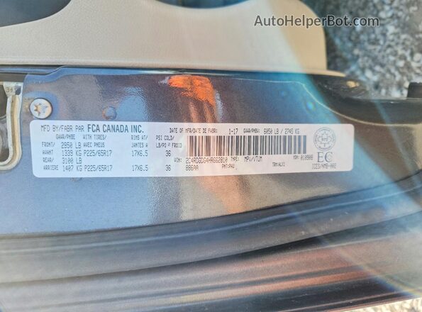 2C4RDGDG4HR662810 2017 DODGE GRAND Gray Widok naklejki z numerem VIN