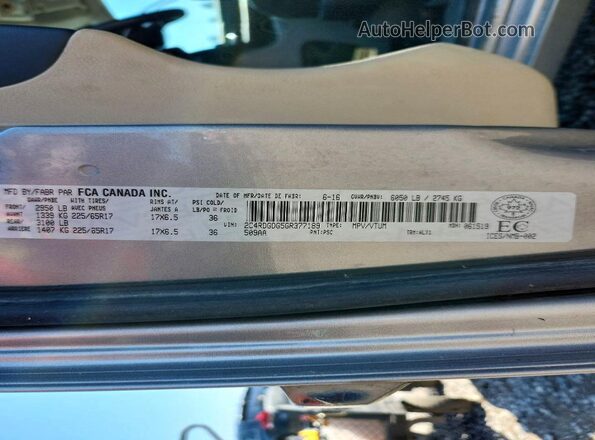 2C4RDGDG5GR377189 2016 DODGE GRAND Silver VIN კოდის სტიკერის ხედი