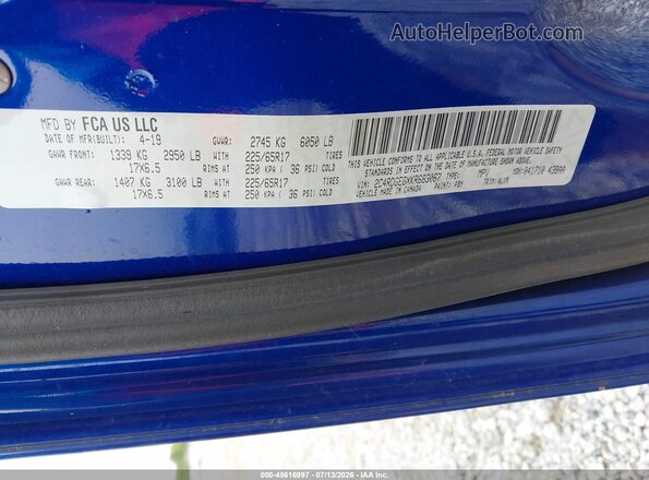 2C4RDGEGXKR683067 2019 DODGE GRAND CARAVAN Blue Engine compartment view