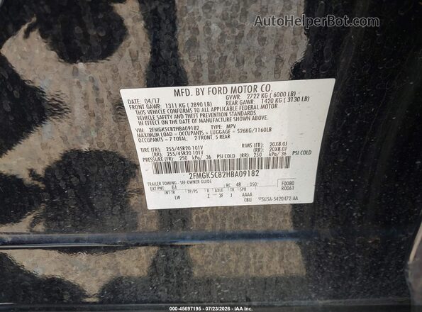 2FMGK5C82HBA09182 2017 FORD FLEX Black ძრავის განყოფილების ხედი