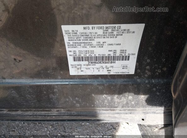 2FMHK6D82KBA05844 2019 FORD FLEX Gray Widok komory silnika