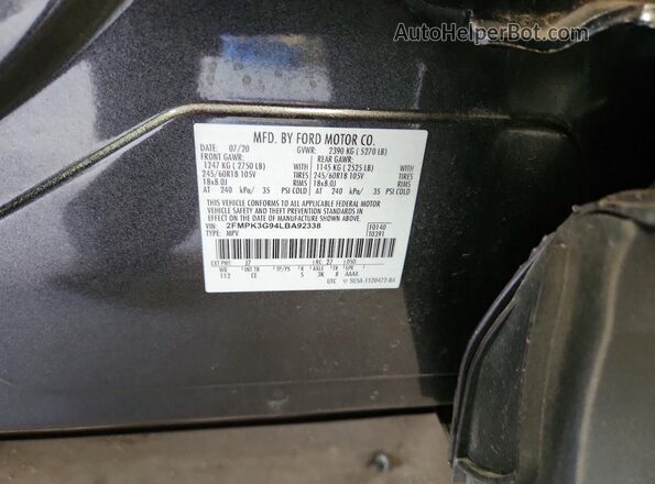 2FMPK3G94LBA92338 2020 FORD EDGE Серый Вид наклейки с VIN-кодом