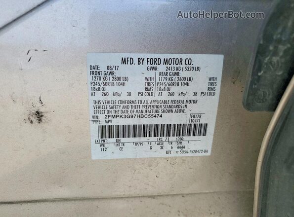 2FMPK3G97HBC55474 2017 FORD EDGE Gold VIN կոդի պիտակի տեսք