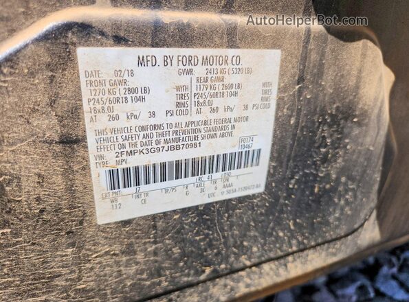 2FMPK3G97JBB70981 2018 FORD EDGE Серый Вид подкапотного пространства