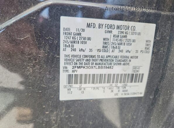 2FMPK3G97LBB59482 2020 FORD EDGE Gray VIN კოდის სტიკერის ხედი