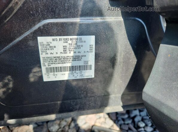 2FMPK3J90GBB71701 2016 FORD EDGE Gray ძრავის განყოფილების ხედი