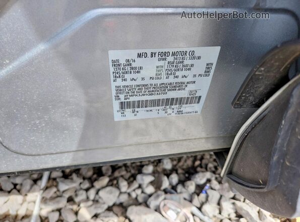 2FMPK3J91GBC33705 2016 FORD EDGE Silver Widok naklejki z numerem VIN