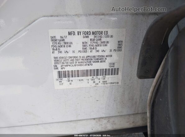 2FMPK3J91HBC27470 2017 FORD EDGE White Vista del compartimento del motor
