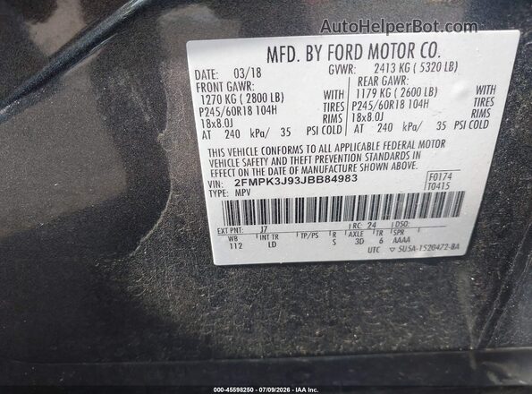 2FMPK3J93JBB84983 2018 FORD EDGE Gray Widok komory silnika