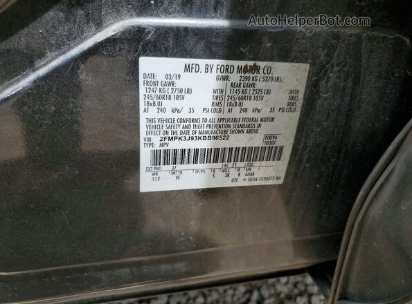 2FMPK3J93KBB96522 2019 FORD EDGE Charcoal Вид підкапотного простору