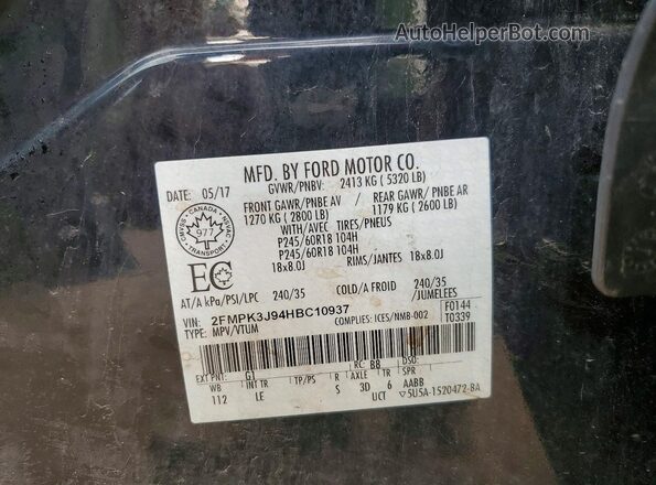 2FMPK3J94HBC10937 2017 FORD EDGE Черный Вид подкапотного пространства