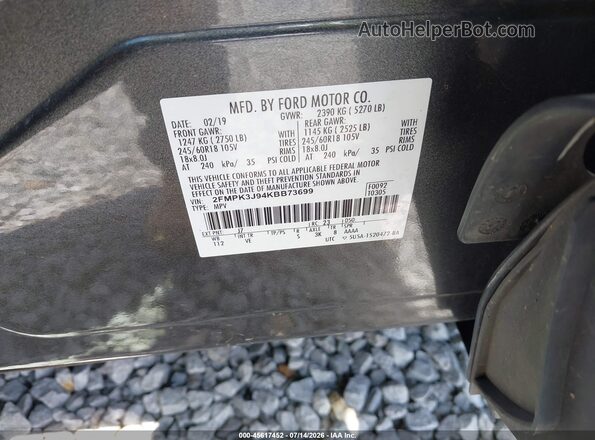 2FMPK3J94KBB73699 2019 FORD EDGE Silver Widok komory silnika