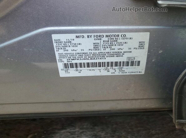 2FMPK3J95LBA31413 2020 FORD EDGE Silver VIN կոդի պիտակի տեսք