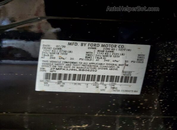 2FMPK3J96LBB06202 2020 FORD EDGE Black Շարժիչի բաժամունքի տեսք