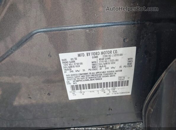 2FMPK3J98LBA70822 2020 FORD EDGE Серый Вид подкапотного пространства