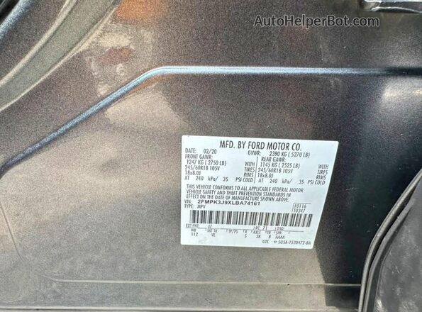 2FMPK3J9XLBA74161 2020 FORD EDGE Gray უკანა სავარძლების ხედი