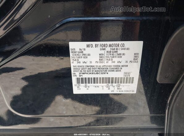 2FMPK3K85JBC32974 2018 FORD EDGE Black ძრავის განყოფილების ხედი
