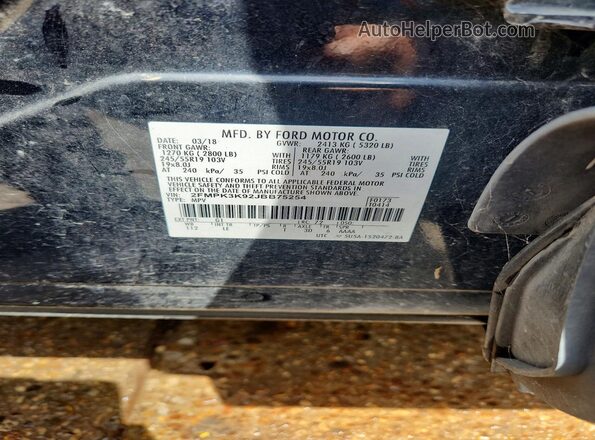 2FMPK3K92JBB75254 2018 FORD EDGE Черный Вид наклейки с VIN-кодом