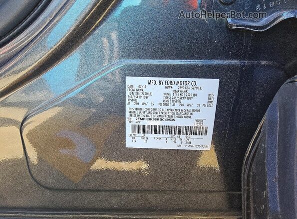 2FMPK3K96KBC49535 2019 FORD EDGE Gray Engine compartment view