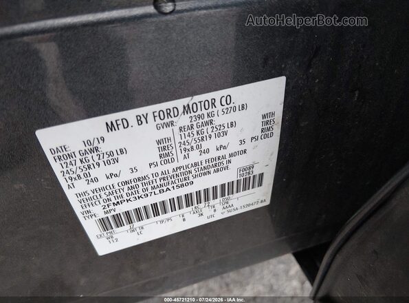 2FMPK3K97LBA15809 2020 FORD EDGE Beige Вид підкапотного простору