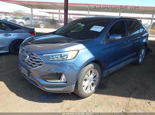 2FMPK3K98KBB27971 2019 FORD EDGE Blue Առջևի ձախ երեք քառորդ տեսարան