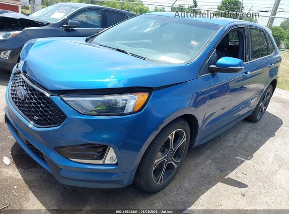 2FMPK4AP2KBB92725 2019 FORD EDGE Синий Передняя левая четверть