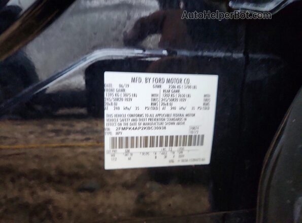 2FMPK4AP2KBC30938 2019 FORD EDGE Black Շարժիչի բաժամունքի տեսք