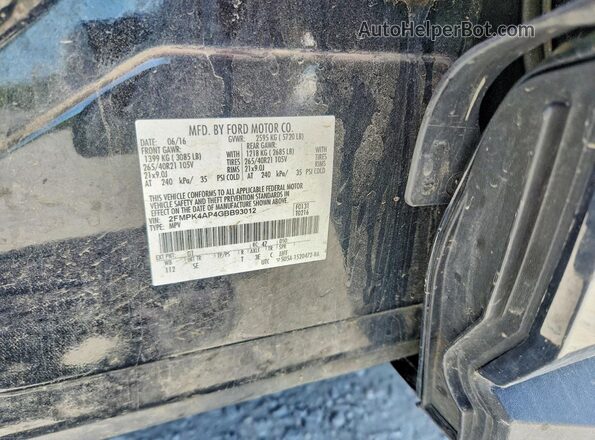 2FMPK4AP4GBB93012 2016 FORD EDGE Black VIN კოდის სტიკერის ხედი