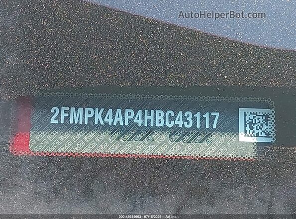 2FMPK4AP4HBC43117 2017 FORD EDGE Red ძრავის განყოფილების ხედი