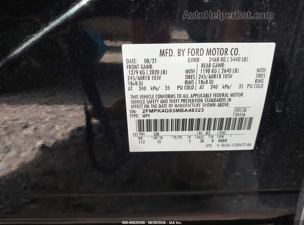 2FMPK4G93MBA48323 2021 FORD EDGE Черный Вид подкапотного пространства
