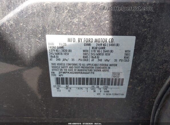 2FMPK4G98RBA64170 2024 FORD EDGE Gray ძრავის განყოფილების ხედი