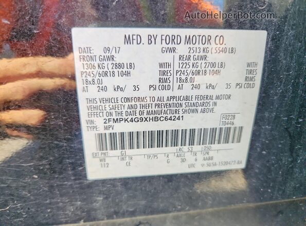 2FMPK4G9XHBC64241 2017 FORD EDGE Black VIN կոդի պիտակի տեսք