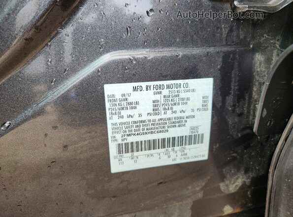 2FMPK4G9XHBC68029 2017 FORD EDGE Gray Vista de la etiqueta del VIN