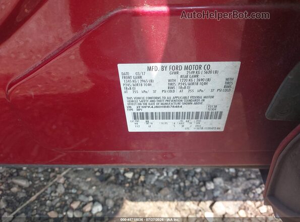 2FMPK4J80HBB78484 2017 FORD EDGE Red ძრავის განყოფილების ხედი
